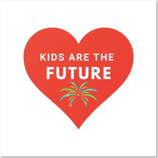 Kids are the Future Red heart Typography Children design Posters and Art